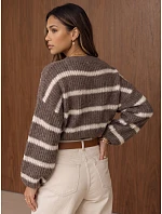 Dámsky oversized pruhovaný sveter s nastaviteľným pásom Fango FashionStreet MY2612 Dámsky oversized pruhovaný sveter s nastaviteľným pásom Fango FashionStreet MY2612