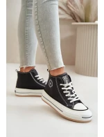 Zateplené dámske tenisky na platforme z ekokože Big Star Black