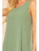 VICTORIA - dámske trapézové šaty v olivovej farbe 296-6