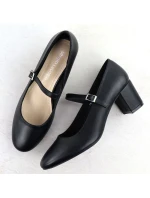 Čierne lodičky Sergio Leone na nízkom podpätku s remienkom PB176