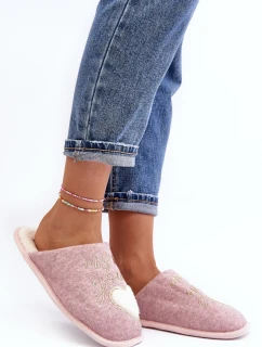 Damskie Klasyczne Kapcie Wsuwane Ocieplane Różowe Mabira