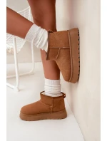 Śniegowce Damskie Na Platformie Ocieplane Futerkiem Camel Vesirae