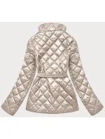 Béžová prešívaná dámska bunda s opaskom (BH2208) Béžová prešívaná dámska bunda s opaskom (BH2208)