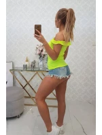 Španielska blúzka s volánikmi žltá neónová Španielska blúzka s volánikmi žltá neónová