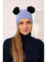 Fleecová čiapka 2 brmbolce K291 modrá