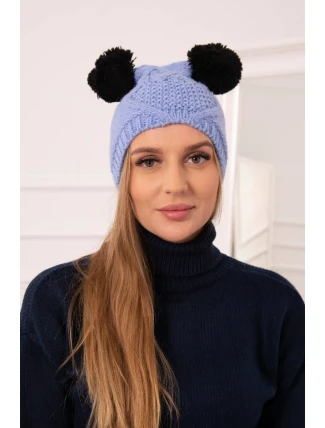 Fleecová čiapka 2 brmbolce K291 modrá