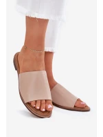 Dámske papuče z hladkej kože Beige Cerise