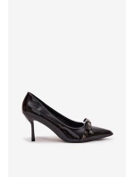 Lakované lodičky s mašlí Černé Janisse