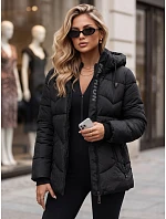 Dámska zimná prešívaná bunda s kapucňou, čierna, FashionStreet TY5751 Dámska zimná prešívaná bunda s kapucňou, čierna, FashionStreet TY5751