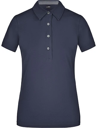 Daiber JN 969 Dámske piqué polo „Plain“ 02.0969 tmavomodrá/tmavomodrá/biela