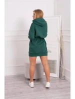 Zateplené šaty s kapucňou tmavo zelené