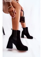 Zamszowe Botki Na Masywnym Obcasie Laura Messi 2519 Czarne