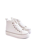 Dziecięce Wysokie Trampki Na Suwak Big Star KK374227 Białe
