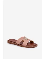 Płaskie Klapki Z Wycięciami I Ozdobą Brudny Róż Bohalis