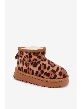 Dětské mládežnické sněhule vyhřívané s kožešinkou Panterka Hnědé Mireya