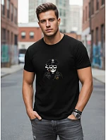 Pánske bavlnené tričko s potlačou čierne FashionStreet NX0128R Pánske bavlnené tričko s potlačou čierne FashionStreet NX0128R
