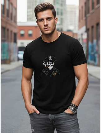Pánske bavlnené tričko s potlačou čierne FashionStreet NX0128R Pánske bavlnené tričko s potlačou čierne FashionStreet NX0128R