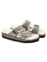 Birkenstock dámske/pánske zateplené šľapky Arizona Shearling Stone Coin semiš s ovčou vlnou úzke úzke (1017403) dámske