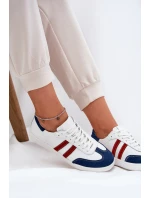 Zazoo N1068 Skórzane Niskie Sneakersy Damskie Biało-Granatowe