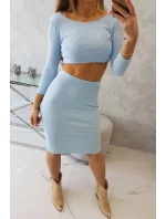 Súprava blúzky a sukne v modrej farbe