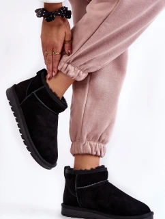 Damskie Zamszowe Niskie Śniegowce Czarne Shelie