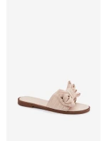 Dámské pantofle na ploché podešvi s mašlí Béžové Amivelle