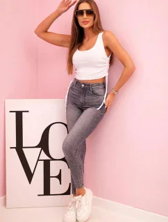 Dámska rebrovaná blúzka so šnúrkou na bokoch biela