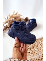 Dziecięce Ocieplane Wysokie Buty Sportowe Granatowe Clafi