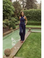 K029 Kombinéza s prekríženými prednými dielmi - tmavomodrá