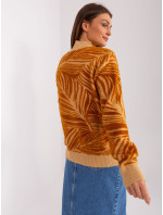 Dámsky rolákový sveter so vzormi v ťavej farbe