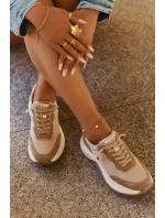 Zamszowe Sneakersy Damskie Na Platformie Big Star RR274A345 HI-POLY SYSTEM Ciemnobeżowe