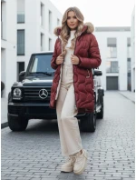 Dámska zimná bunda VIRELIA prešívaná bunda s kapucňou bordová FashionStreet TY4935 Dámska zimná bunda VIRELIA prešívaná bunda s kapucňou bordová FashionStreet TY4935