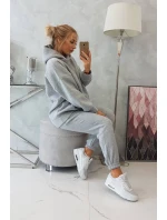 Zateplený set s mikinou s kapucňou šedý