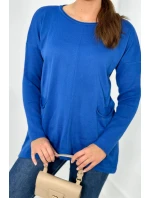 Sveter s prednými vreckami nevädze modrá