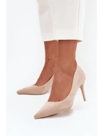 Szpilki Damskie Z Eko Zamszu Beżowe Elvessa