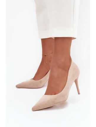 Szpilki Damskie Z Eko Zamszu Beżowe Elvessa