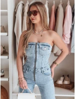 Dámsky džínsový overal s korzetom GORSSANKA modrý FashionStreet EY2587
