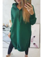 Zateplená mikina s kapucňou s bočnými otvormi tmavozelená