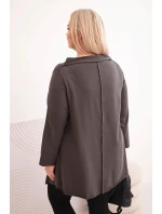 Dámska bavlnená blúzka asymetrická s otočenými rukávmi Graphite