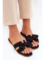 Płaskie Klapki Damskie Z Kokardką Czarne Tobin