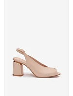 Elegantné dámske sandále na podpätku Zazoo 1085 beige