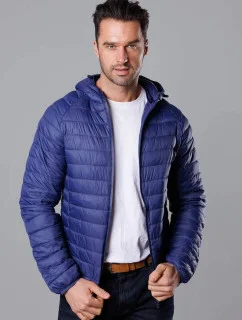 Modrá pánska prešívaná bunda s kapucňou (HM112-50)