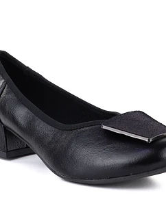 Dámske pohodlné čierne lodičky na klinoch M.Daszynski SA279-1 3