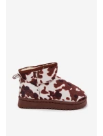 Dětské zimní boty pro mládež s teplou podšívkou s flísky bílo-hnědé Mireya