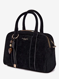 Kufříková Eko semišová kabelka s přívěskem Černá Sorielle