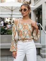 Dámska pruhovaná blúzka SPRIAN hnedá FashionStreet RY2463 Dámska pruhovaná blúzka SPRIAN hnedá FashionStreet RY2463