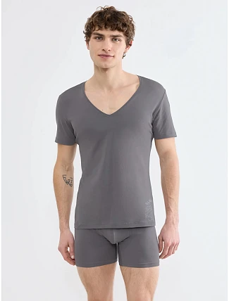 Pánske tričko SLG Base V Neck Shirt, sivé, Shiver – SLOGGI Pánske tričko SLG Base V Neck Shirt, sivé, Shiver – SLOGGI