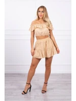 Vyšívaná súprava s bodkovanou blúzkou béžovej farby