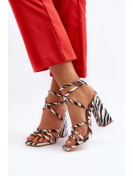 Modne Sandały Na Obcasie Biało-Czarne Josette