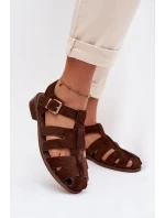 Dámské sandály Římské s zlatým přezkou Čokoládové Janessa
